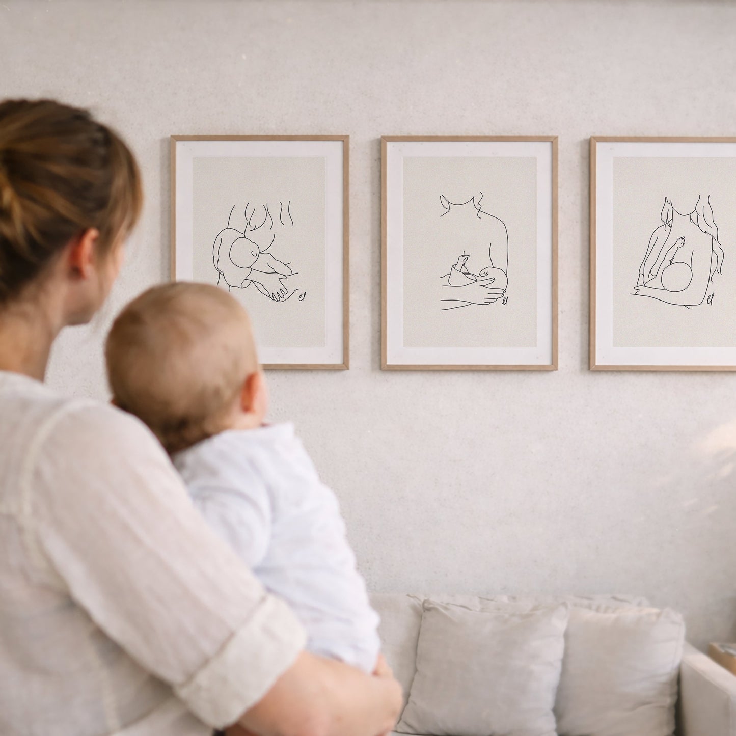 Breastfeeding Mama & Baby Prints Set of 3
