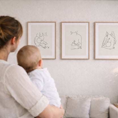 Breastfeeding Mama & Baby Prints Set of 3