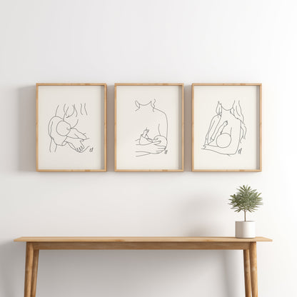 Breastfeeding Mama & Baby Prints Set of 3